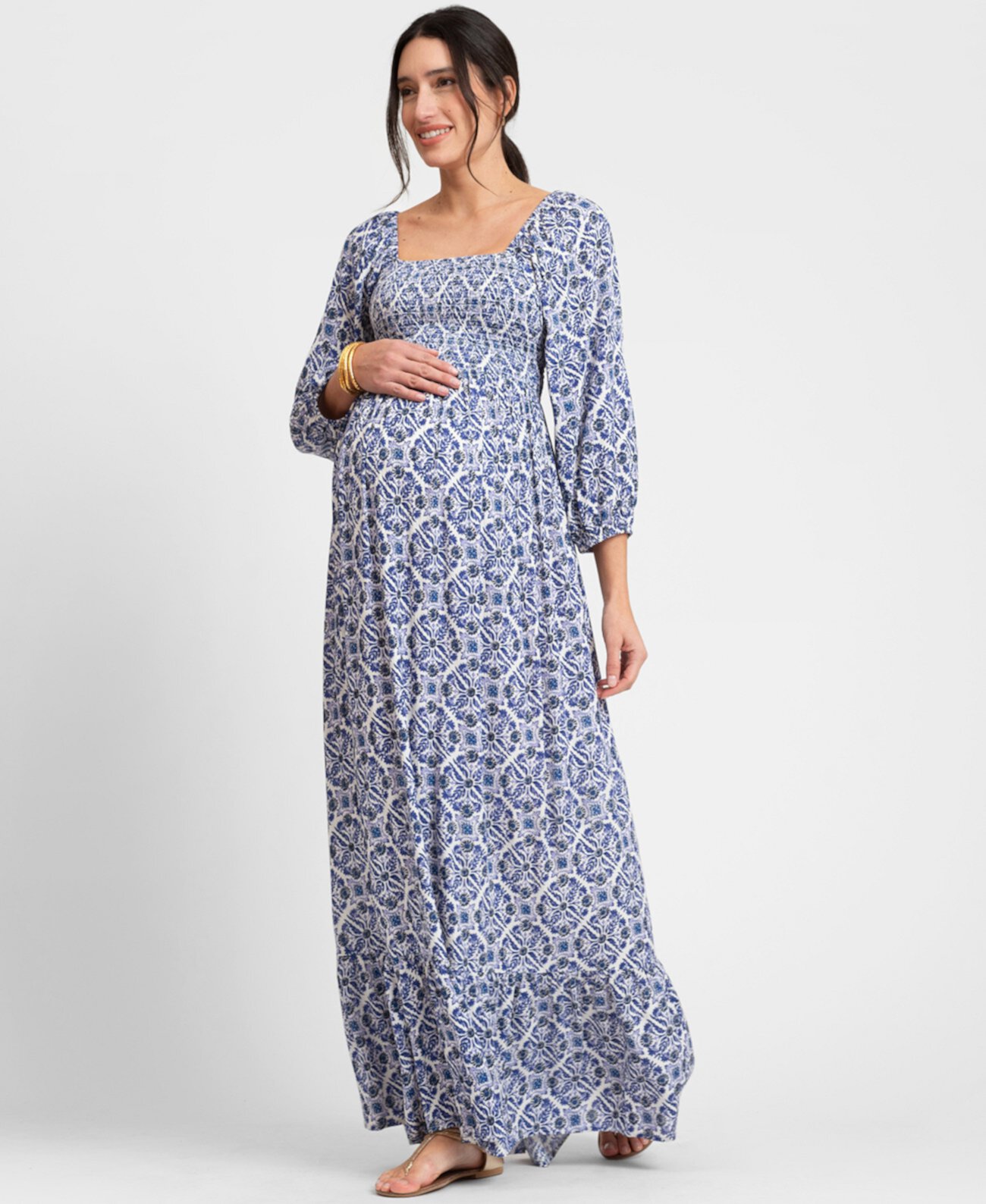 Женское платье макси из крепа с гофрированным лифом для беременных Seraphine