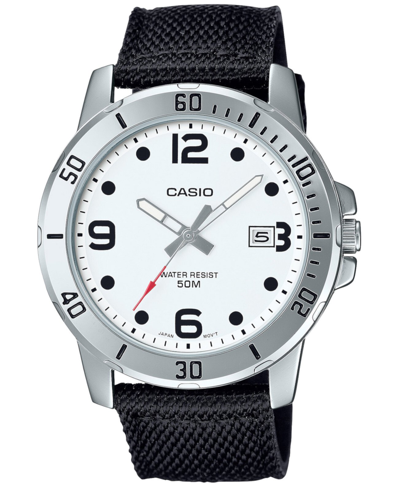 Мужские часы с черным тканевым ремешком, 45 мм, MTPVD01C-7BV Casio