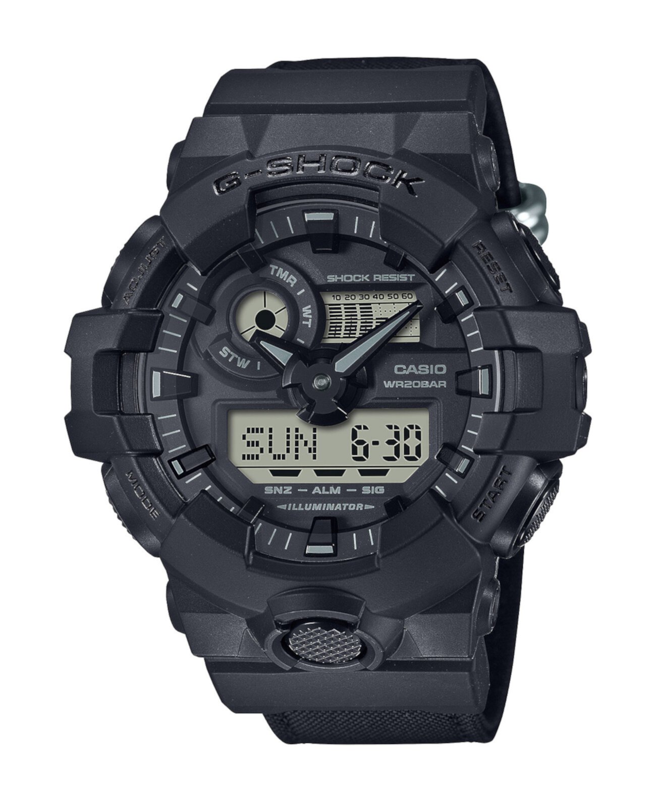 Мужские аналоговые цифровые часы из черной кордуры и смолы, 53,4 мм, GA2100BCE-1A G-Shock