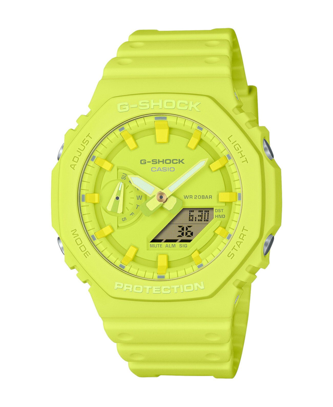 Мужские аналоговые цифровые часы из желтой смолы, 45,4 мм, GA2100-9A9 G-Shock