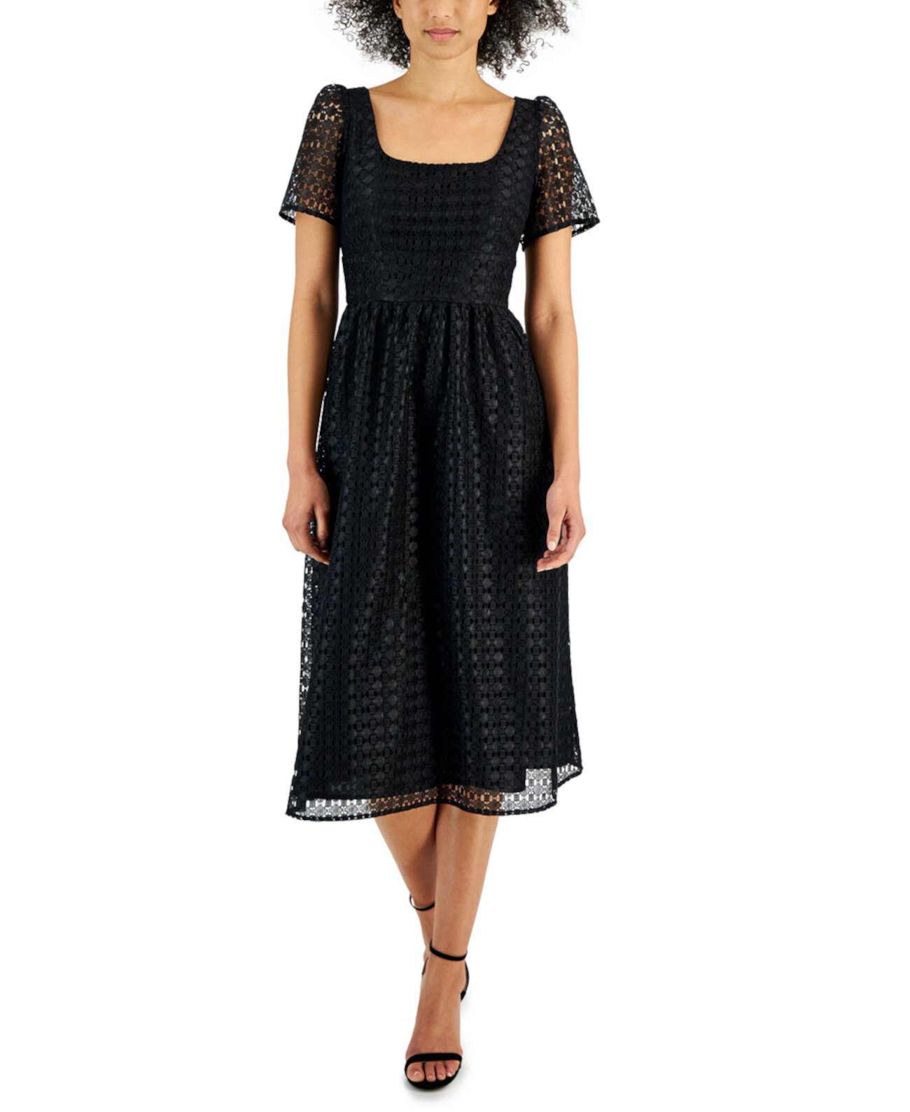 Женское кружевное платье миди с квадратным вырезом Anne Klein