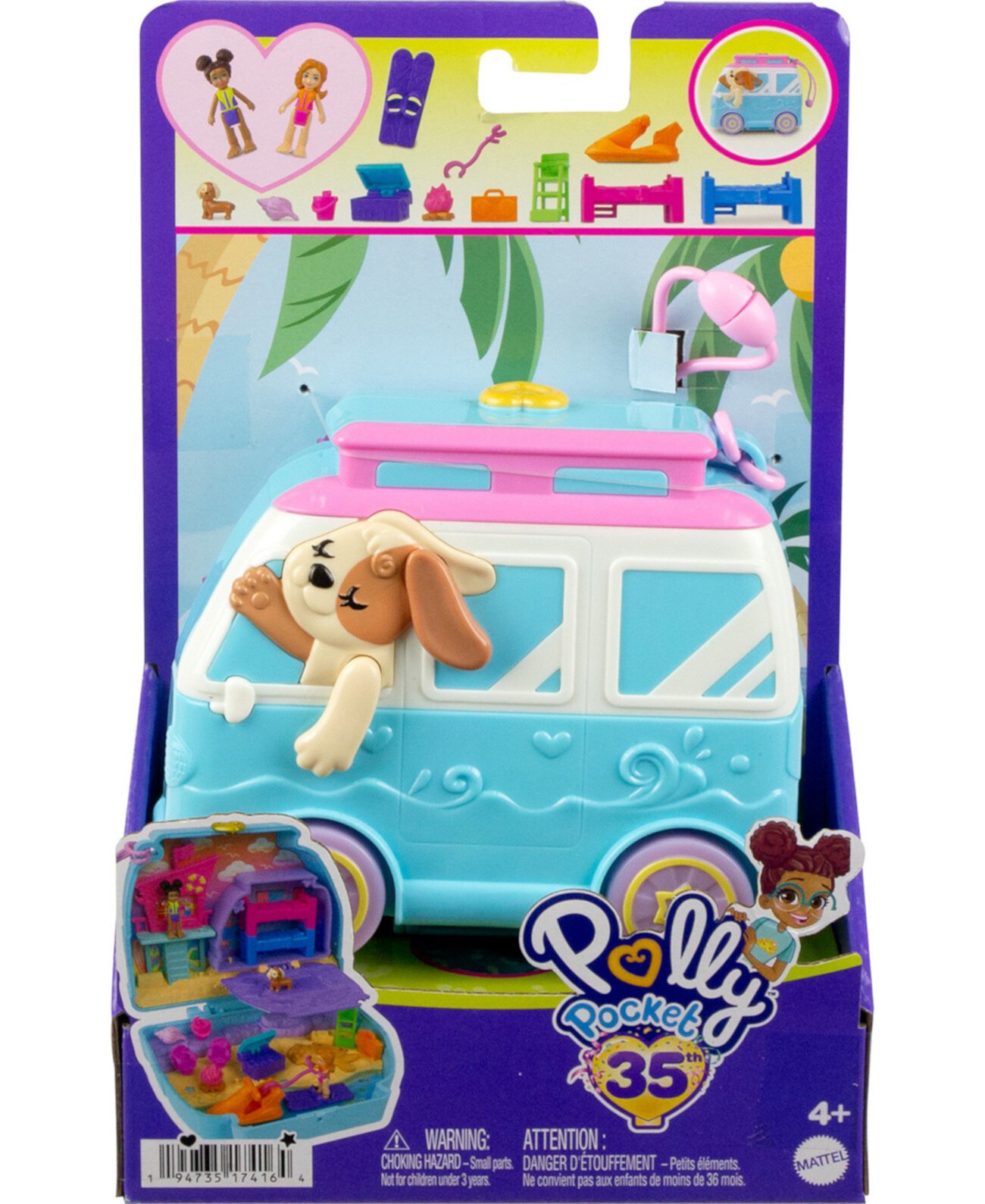 Куклы и игровой набор, игрушки для путешествий, компактная поездка для щенков на море Polly Pocket