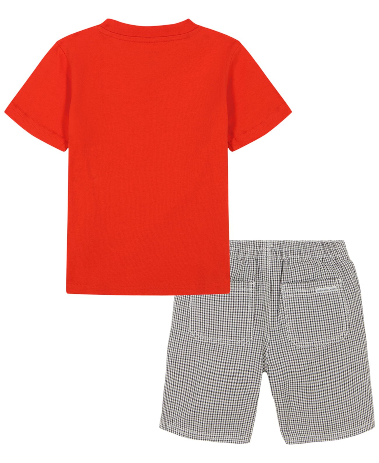 Футболка с v-образным вырезом с монограммой для мальчиков и шорты в клетку Calvin Klein