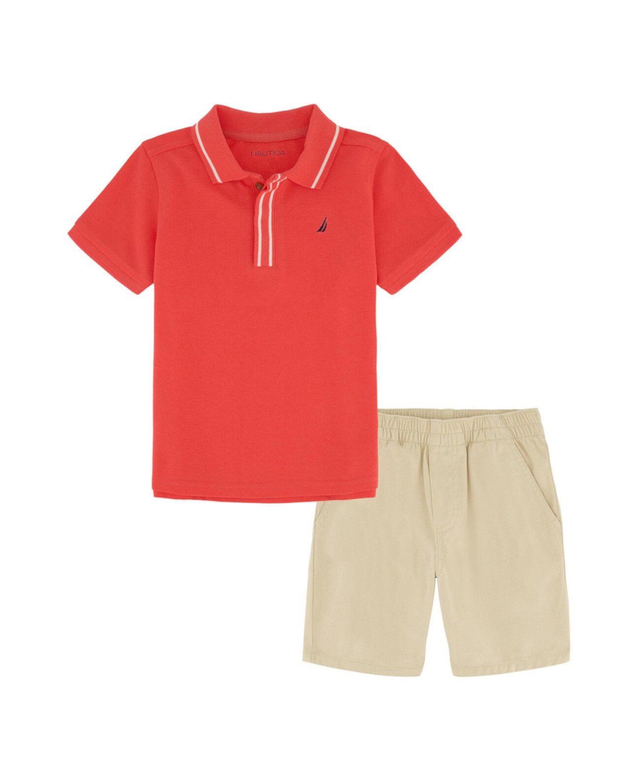 Рубашка-поло из пике с кончиками для маленьких мальчиков и постиранные шорты из твила, набор из 2 предметов Nautica