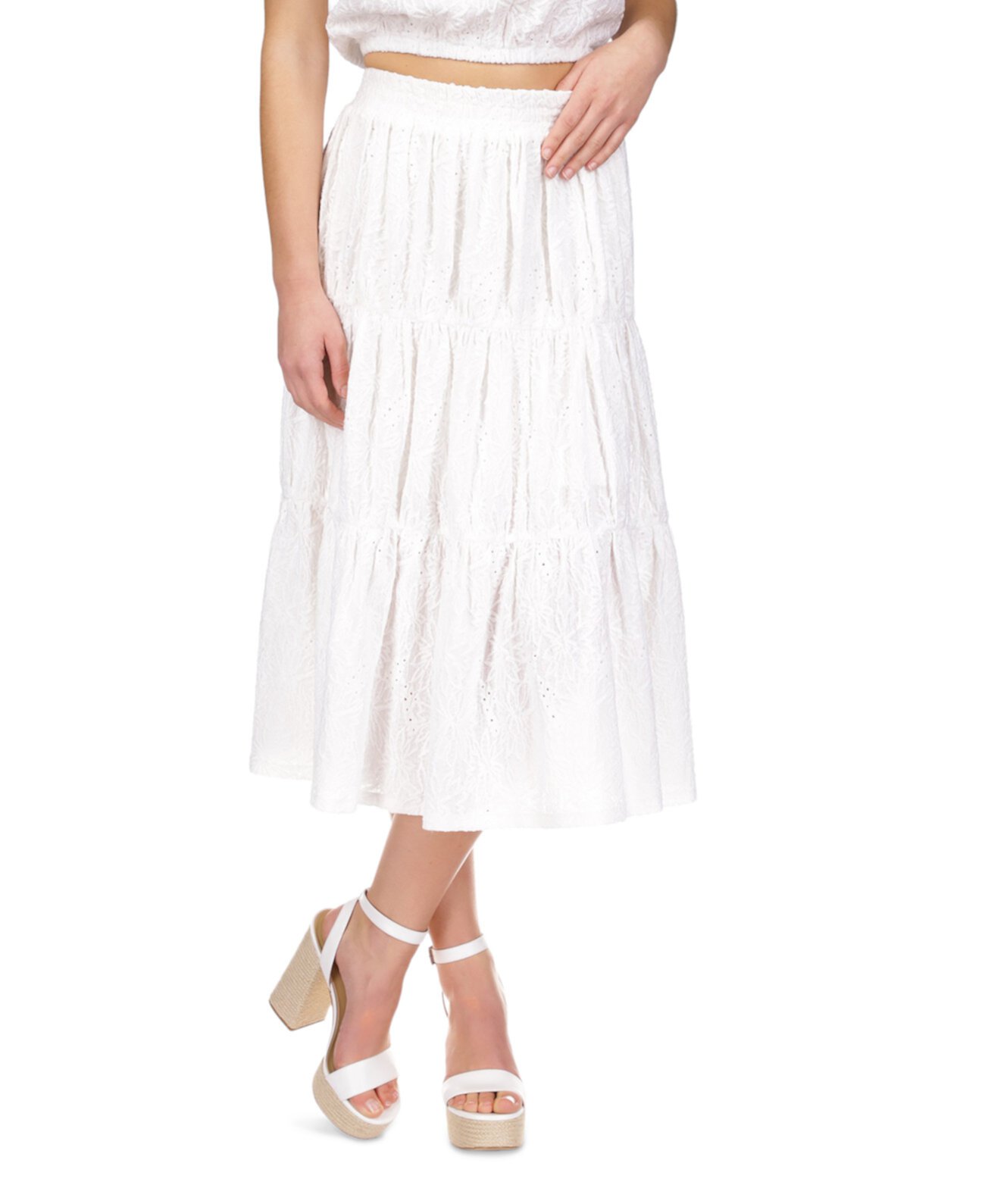 Женская многоярусная юбка-миди с рюшами и люверсами Michael Kors