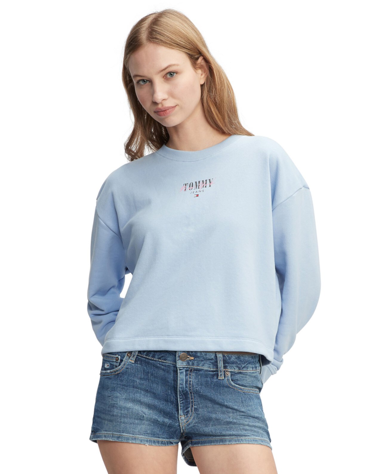 Женский свитер свободного кроя с круглым вырезом и логотипом Essential Tommy Jeans