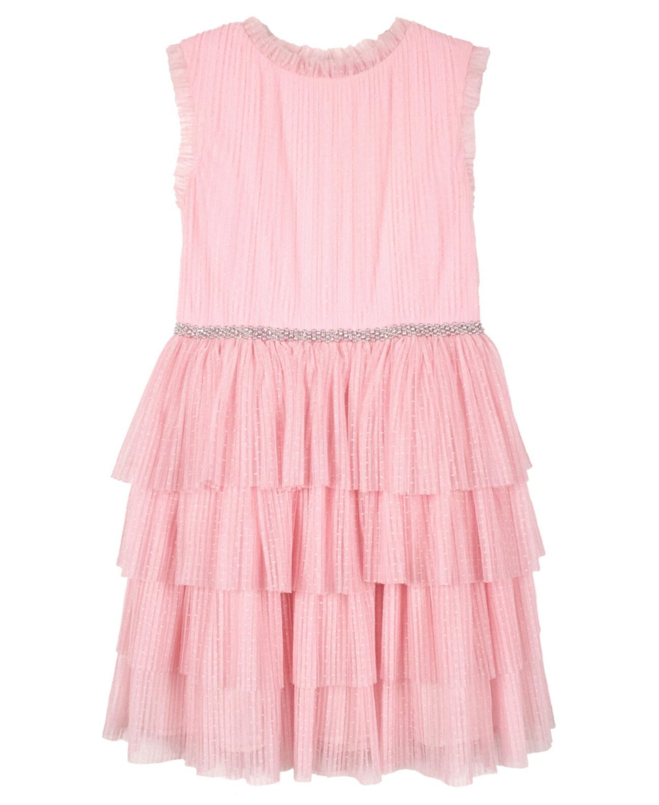 Многоярусное плиссированное сетчатое платье для больших девочек Pink & Violet