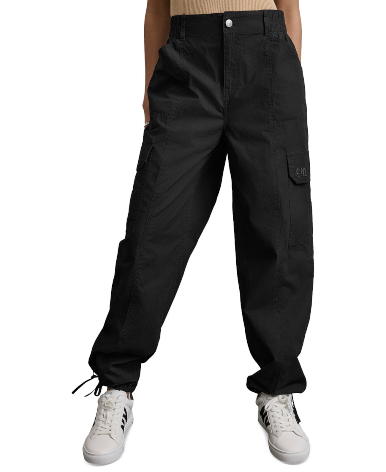 Женские брюки-карго прямого кроя с высокой талией и регулируемыми манжетами DKNY