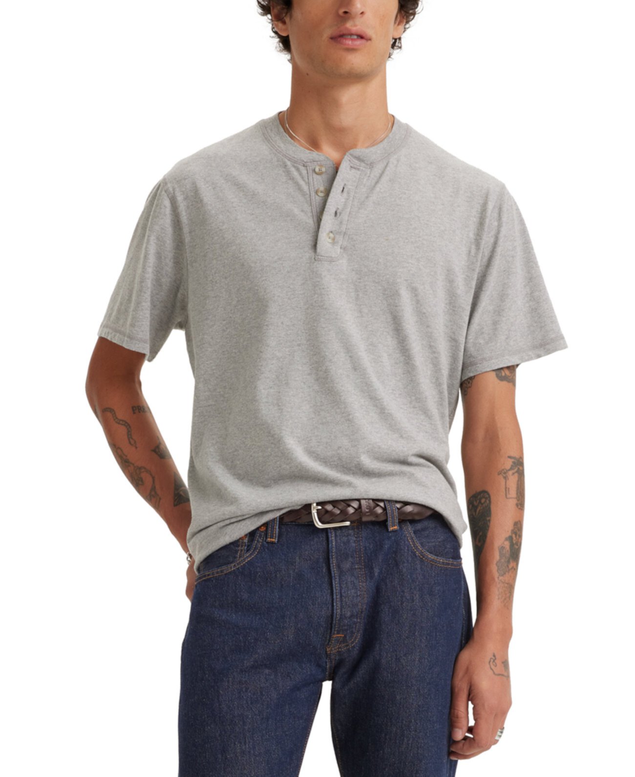 Мужская однотонная футболка свободного покроя с короткими рукавами Henley Levi's®