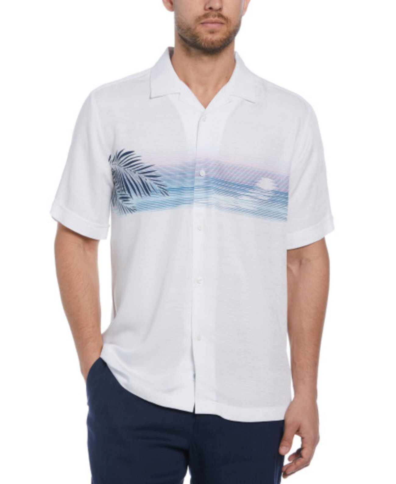 Мужская рубашка с принтом заката Big & Tall Camp Collar Cubavera