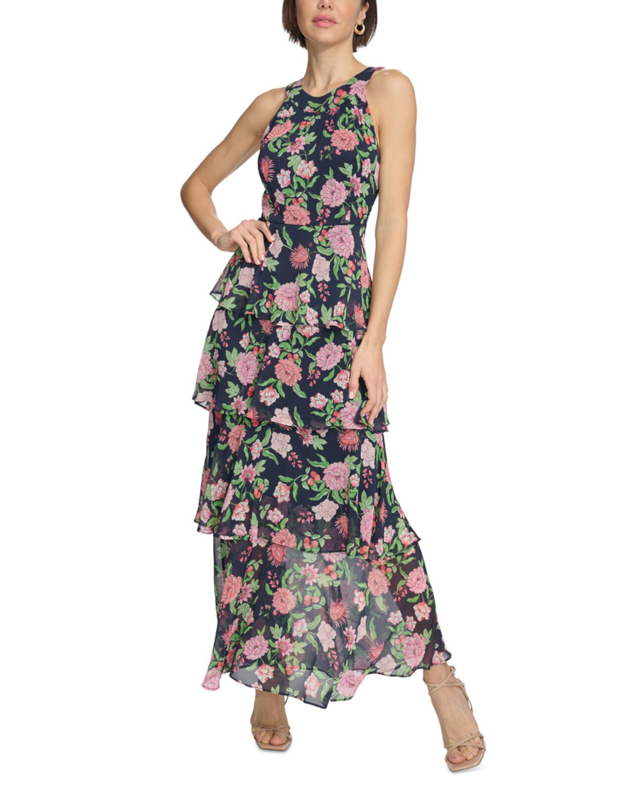 Женское платье макси с оборками и цветочным принтом Tommy Hilfiger