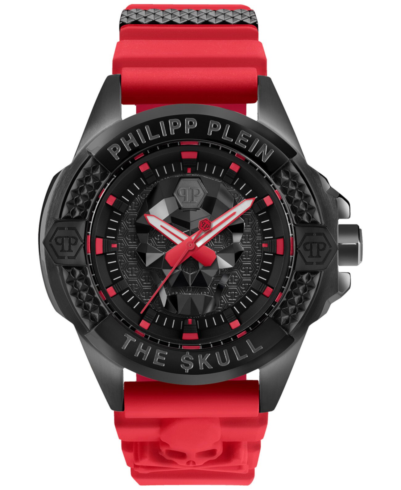 Смарт часы Philipp Plein The Skull 44 мм с красным силиконовым ремешком Philipp Plein