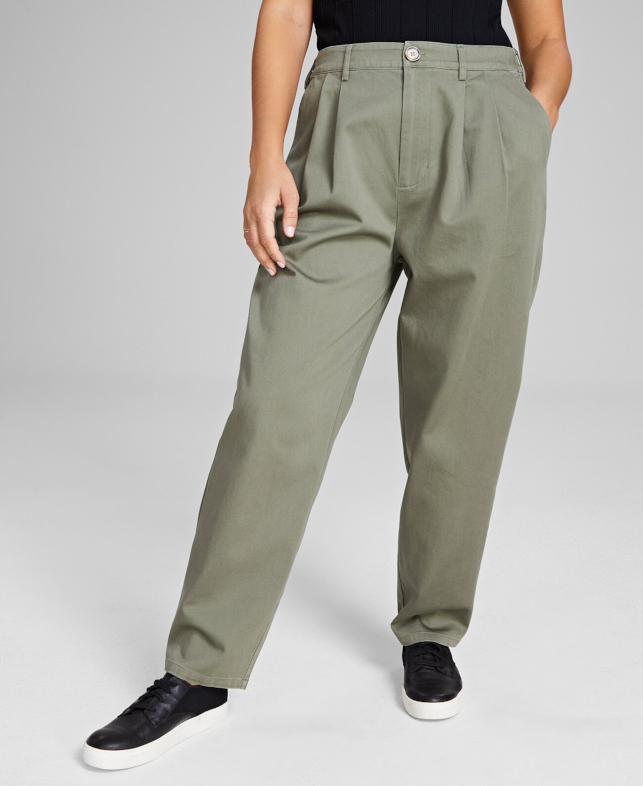 Женские хлопковые брюки из твила с высокой посадкой, созданные для Macy's And Now This