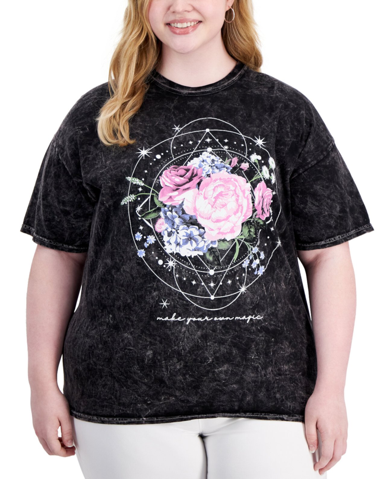 Женская хлопковая футболка с круглым вырезом в виде розы Rebellious One