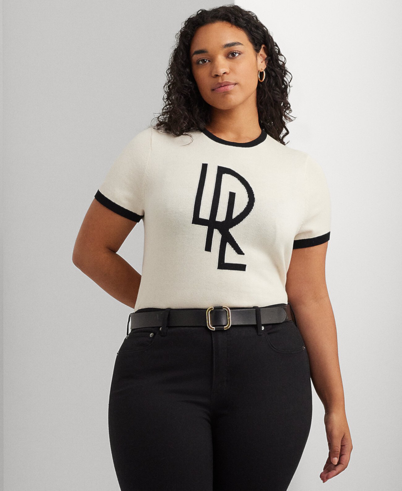 Женский свитер с коротким рукавом и логотипом Plus Size LAUREN Ralph Lauren LAUREN Ralph Lauren