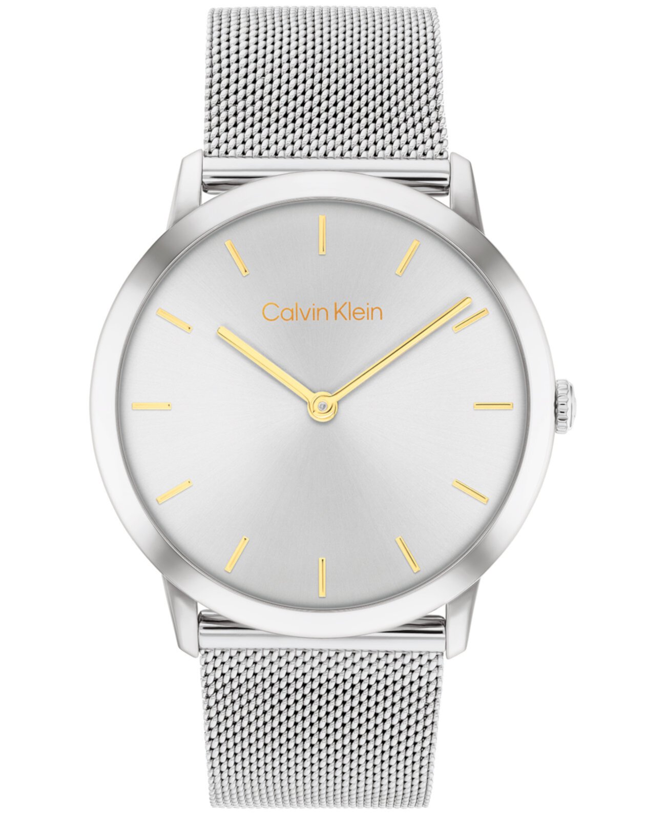 Женские исключительные серебристые часы с сетчатым браслетом из нержавеющей стали, 37 мм Calvin Klein