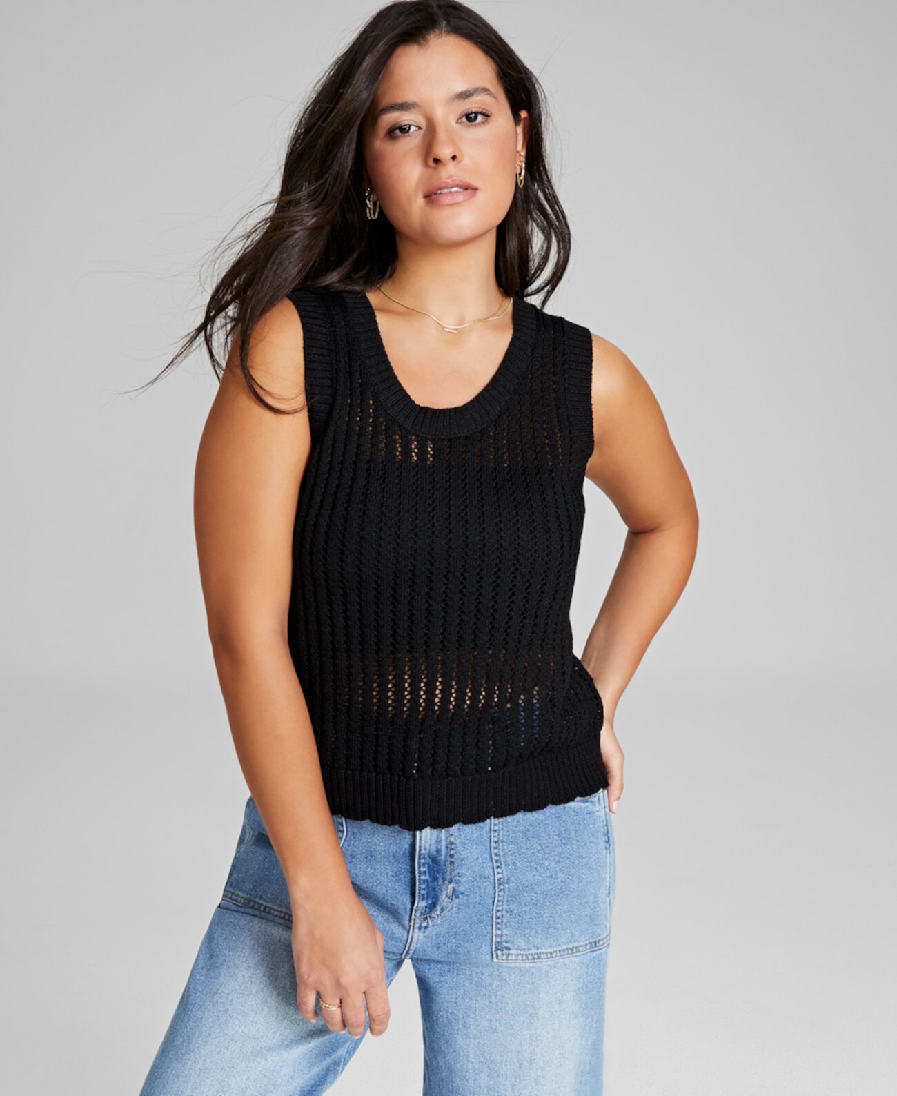 Женский свитер без рукавов с круглым вырезом, созданный для Macy's And Now This