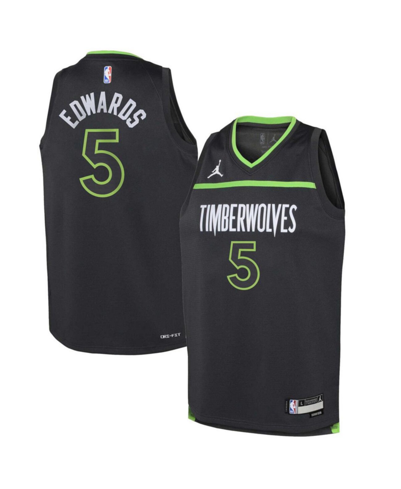 Детское Джерси Jordan Anthony Edwards Черное Minnesota Timberwolves - Statement Edition Jordan