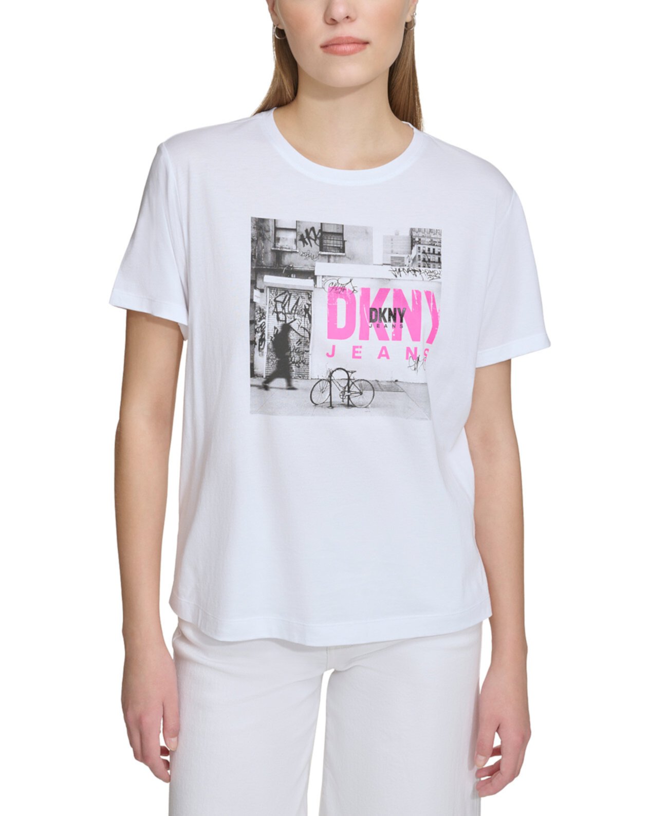 Женская футболка с логотипом в стиле граффити DKNY
