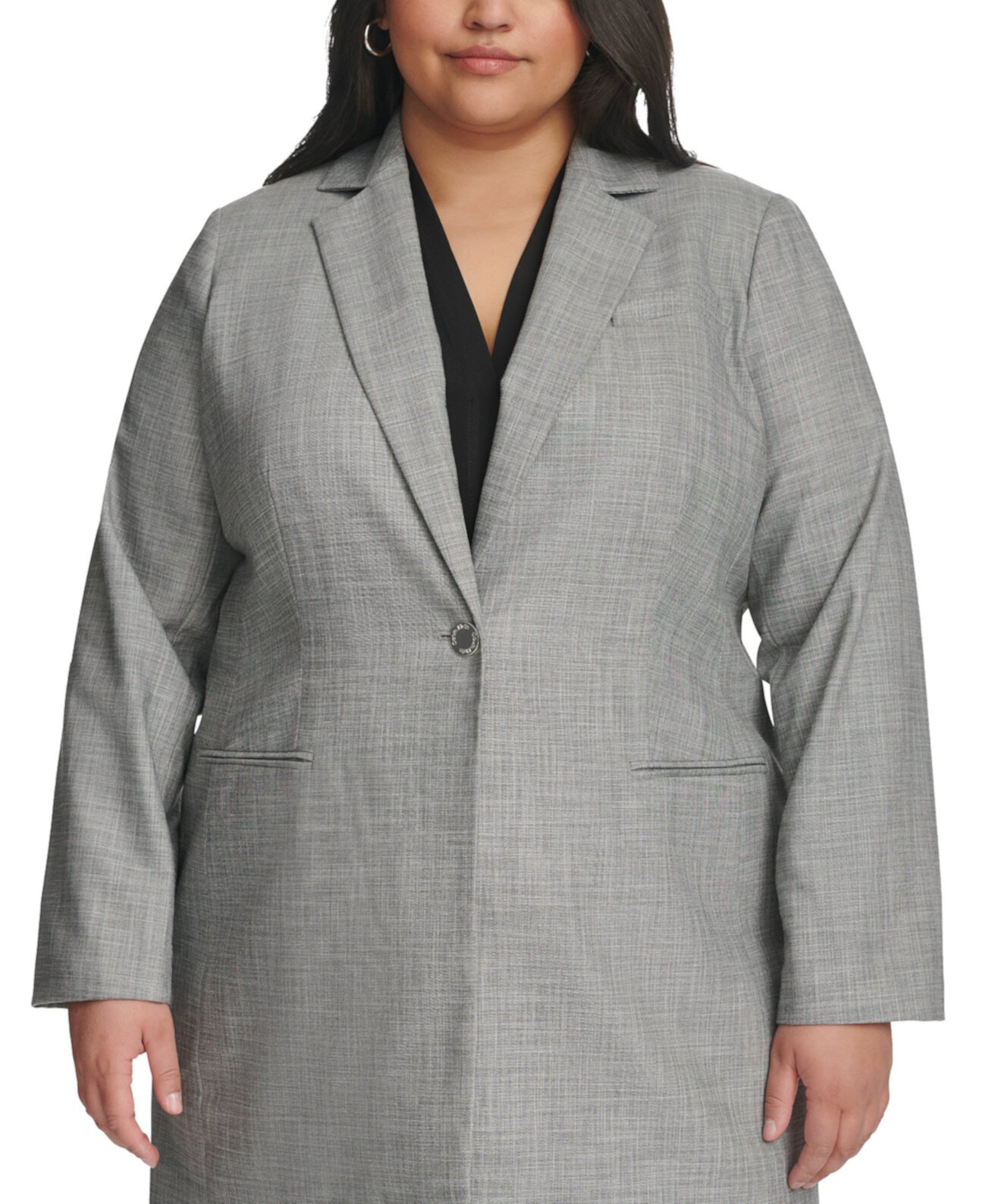Куртка больших размеров с застежкой-молнией и зубчатым воротником на одной пуговице Calvin Klein