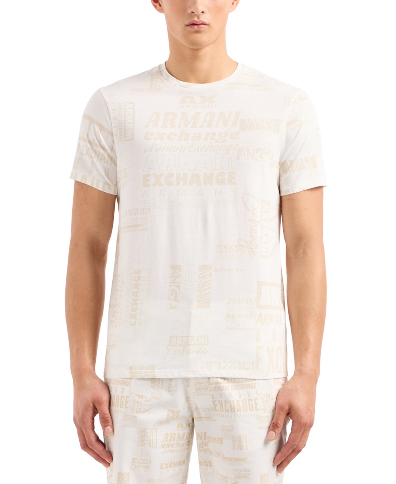 Мужская футболка обычного кроя с логотипом по всей поверхности Armani
