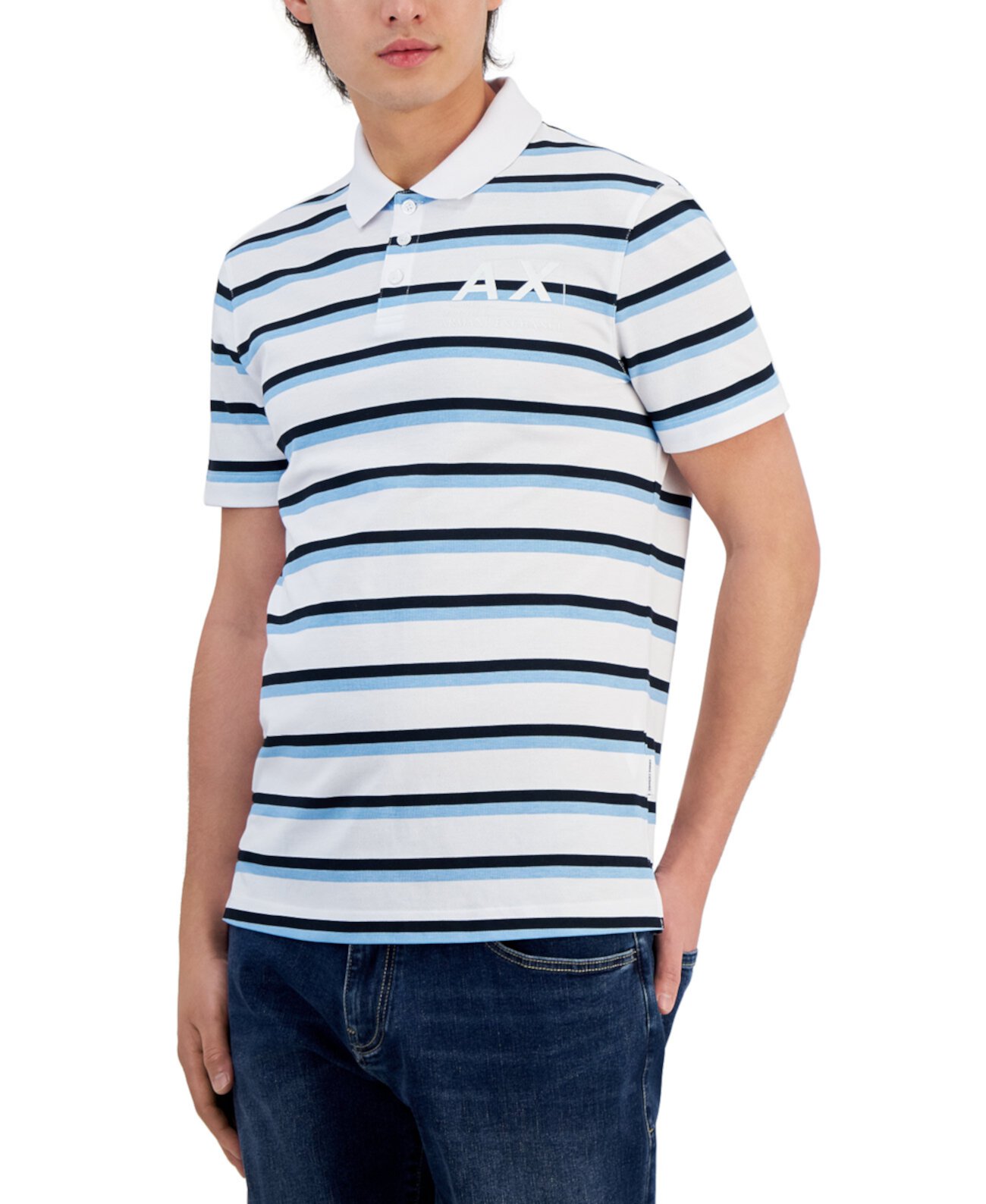 Мужская рубашка-поло в полоску, созданная для Macy's Armani
