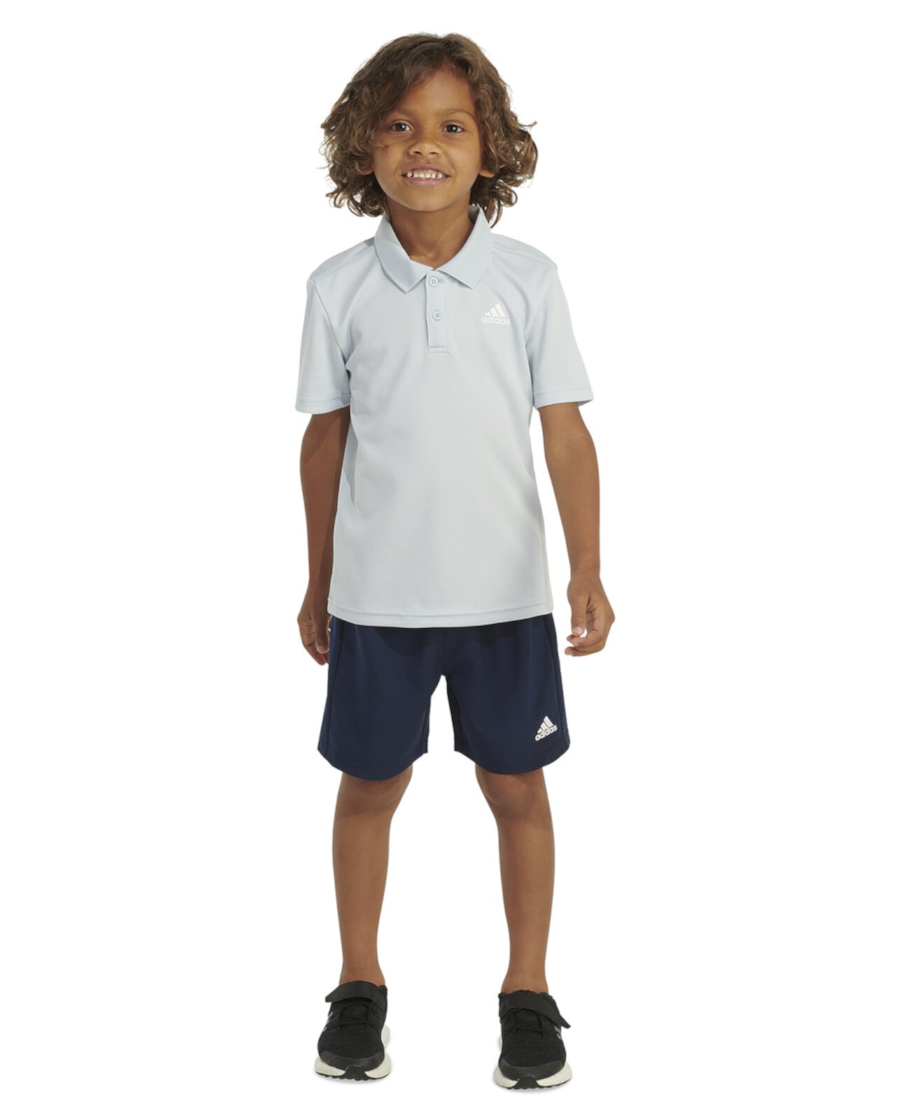 Для малышей и маленьких мальчиков, 2 шт. Комплект из рубашки поло и шорт в сеточку с логотипом Adidas