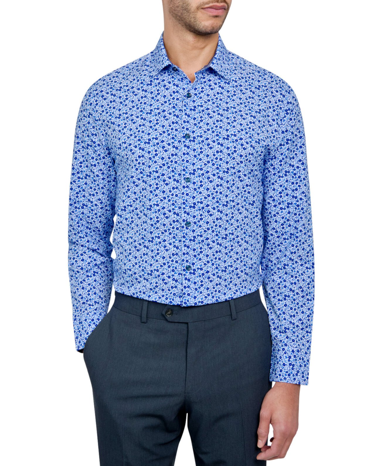Мужская классическая рубашка с цветочным принтом CONSTRUCT
