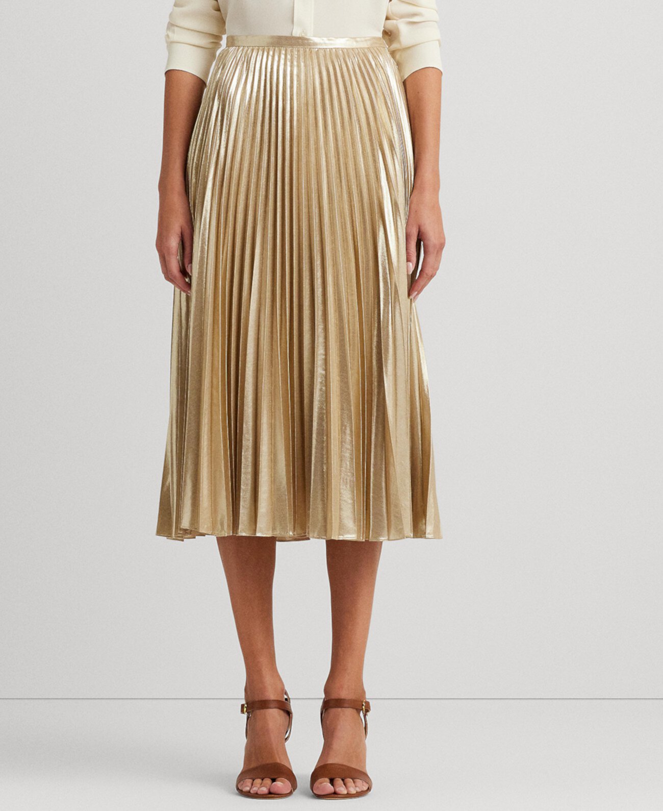Женская плиссированная шифоновая юбка металлик LAUREN Ralph Lauren