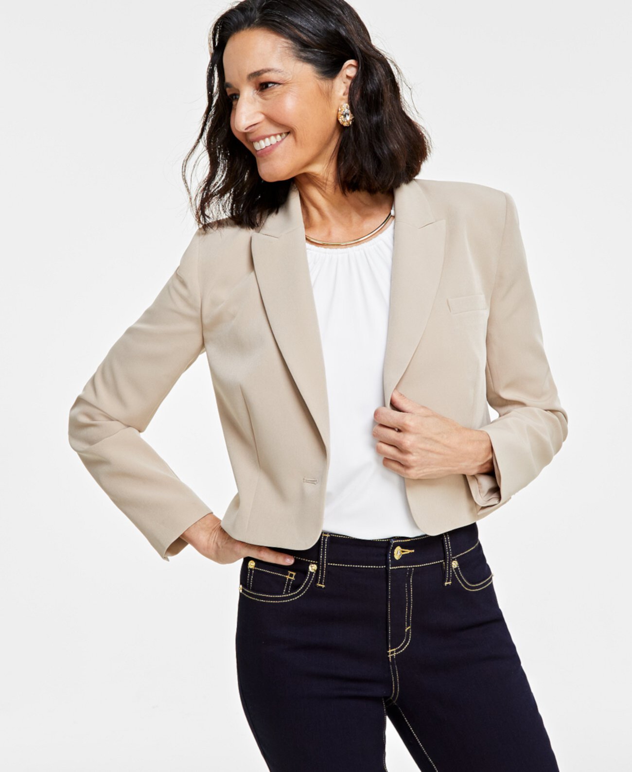 Женский укороченный пиджак на одной пуговице, созданный для Macy's I.N.C. International Concepts