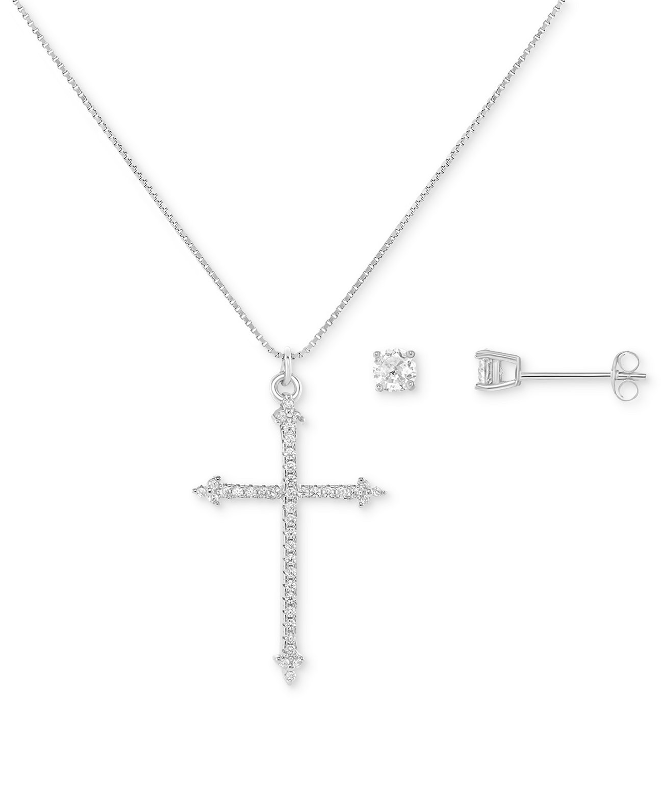 2 шт. Ожерелье с подвеской в виде креста из кубического циркония и серьги-гвоздики-пасьянсы из стерлингового серебра, созданные для Macy's Giani Bernini