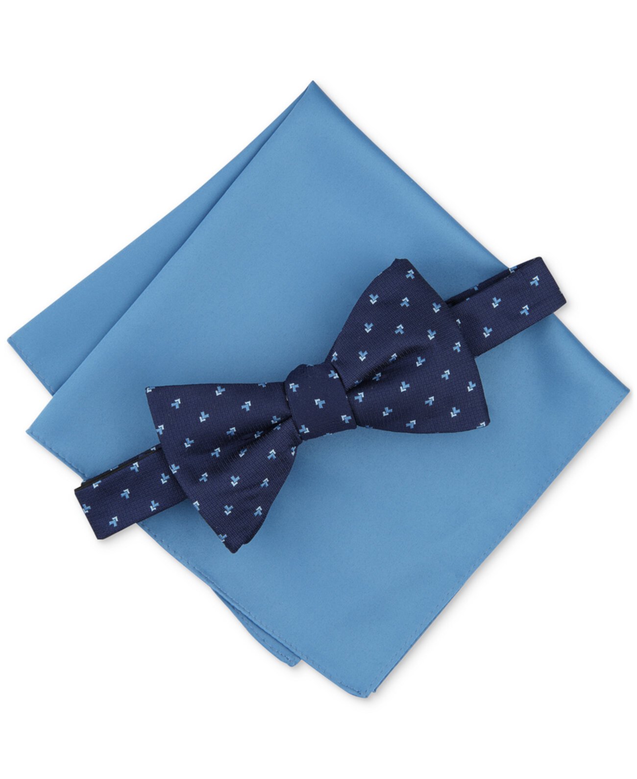 Men's Galway Mini-Chevron Bow Tie & Solid Pocket Square Set, Created for Macy's Alfani
