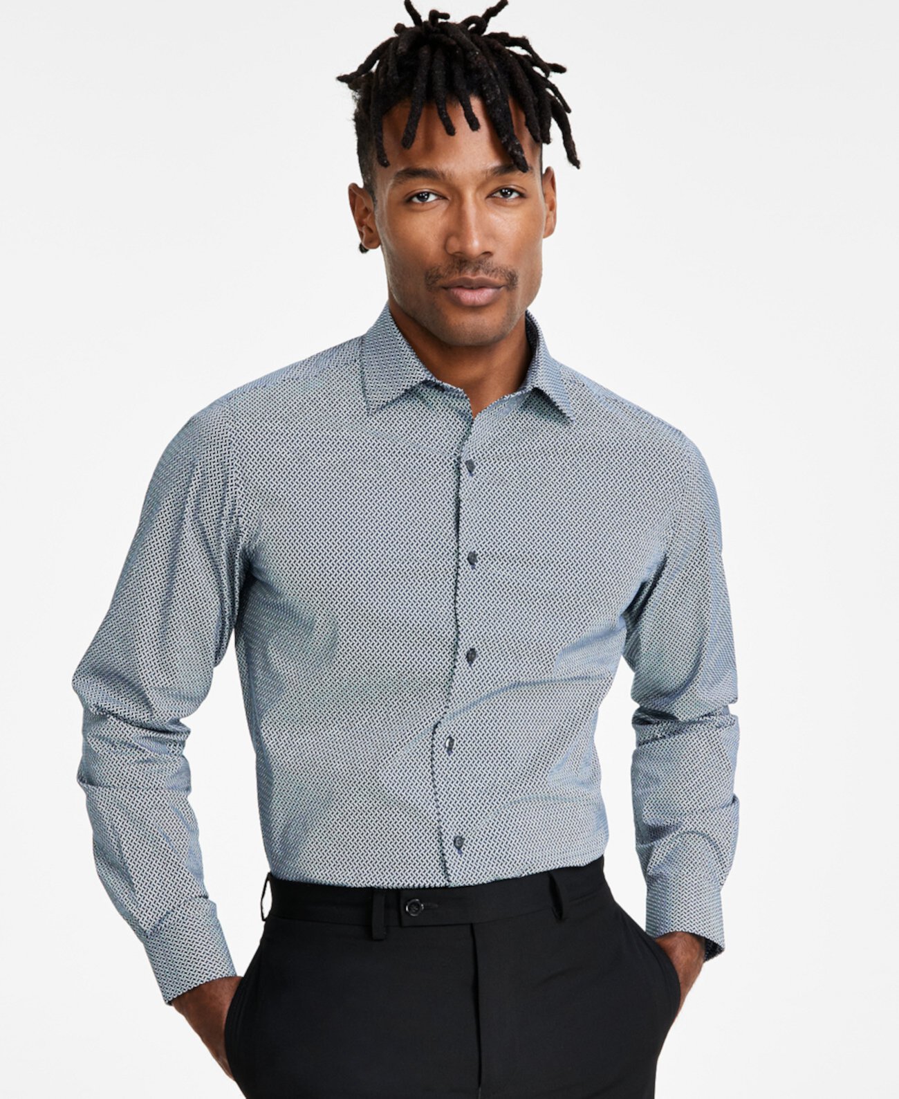 Мужская классическая рубашка узкого кроя Talo с геопринтом, созданная для Macy's Alfani