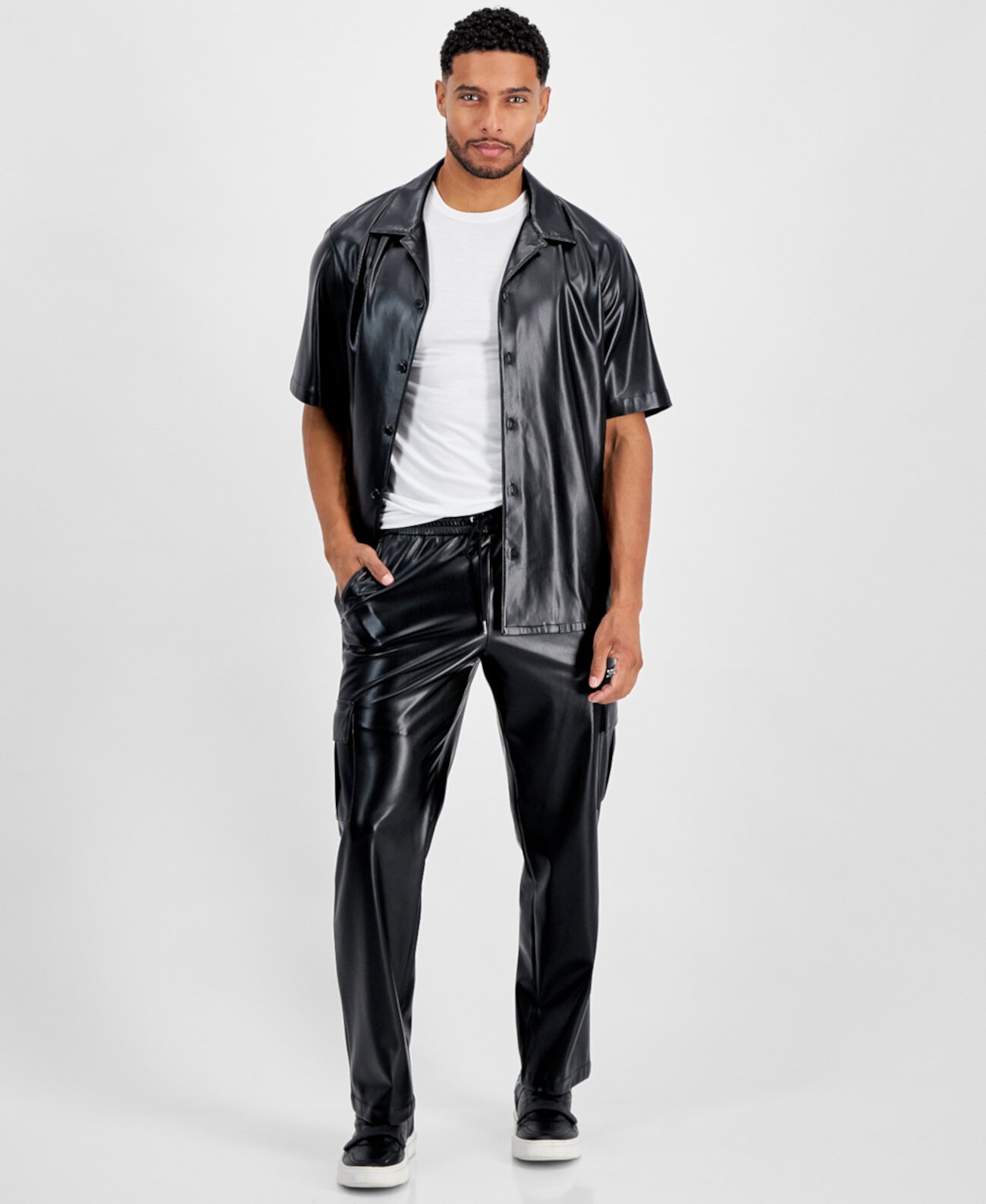 Мужская повседневная рубашка Jax из искусственной кожи на пуговицах, созданная для Macy's I.N.C. International Concepts