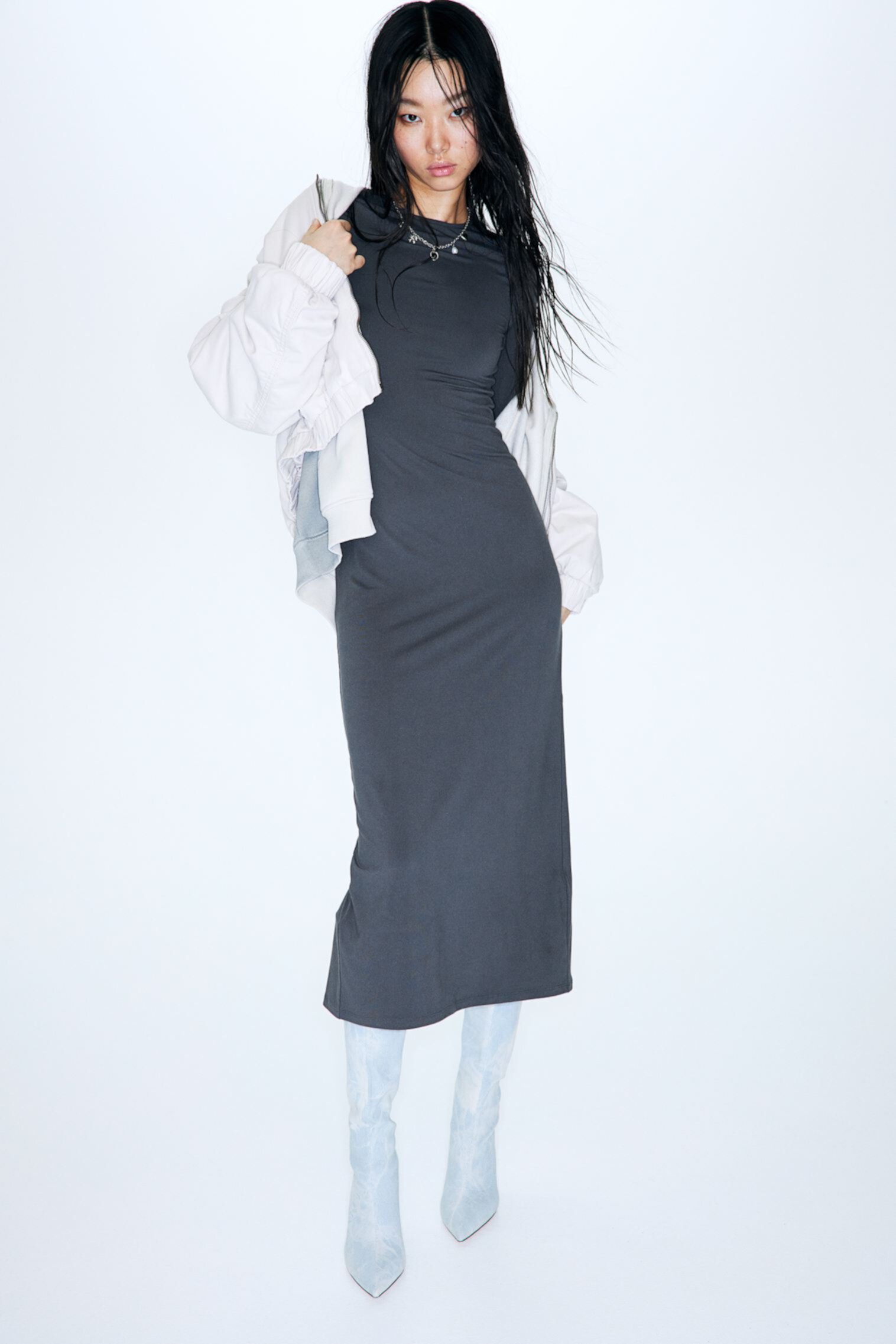 Облегающее платье макси из джерси H&M