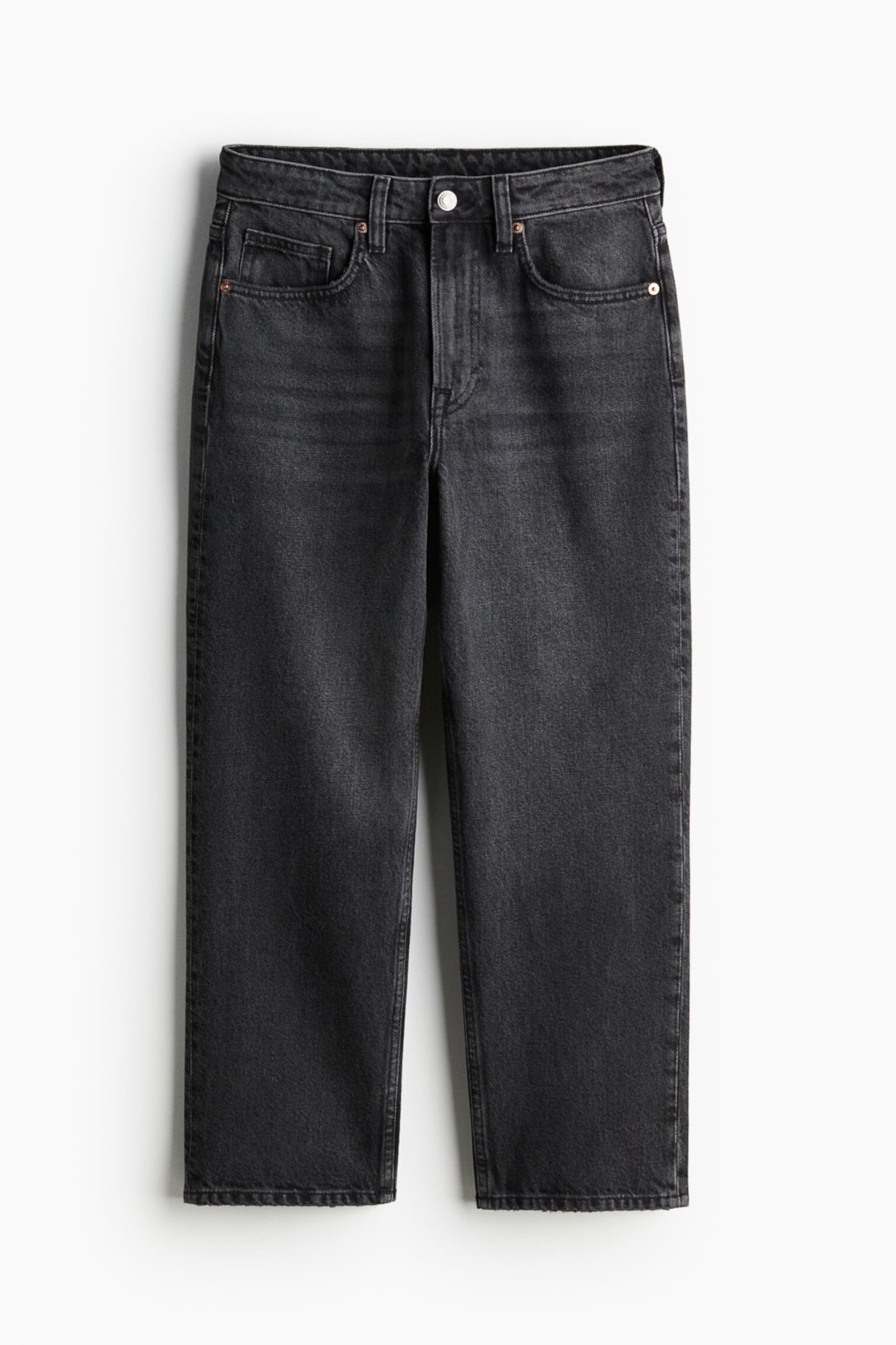 Прямые высокие укороченные джинсы H&M