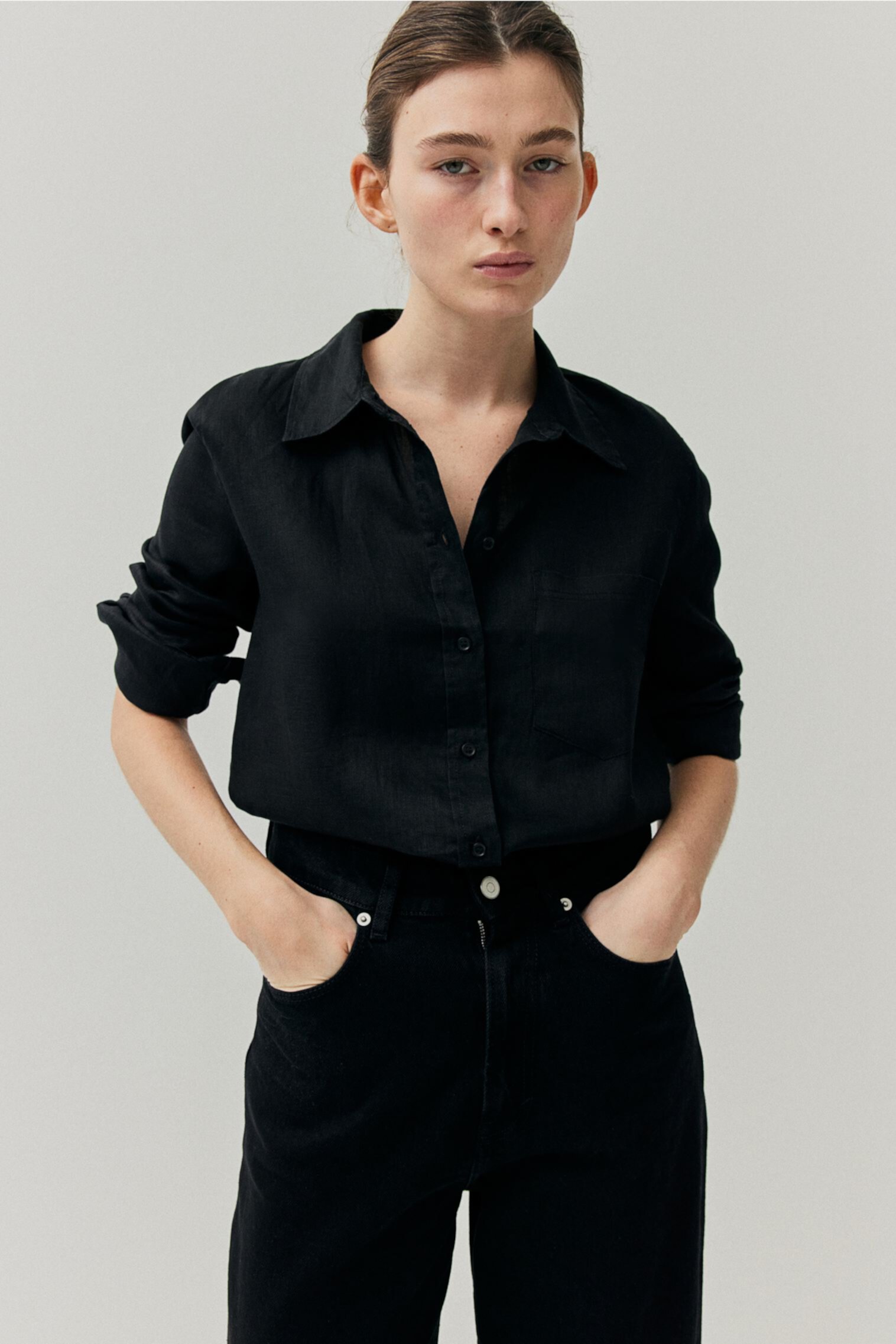 Женская Льняная Рубашка H&M H&M