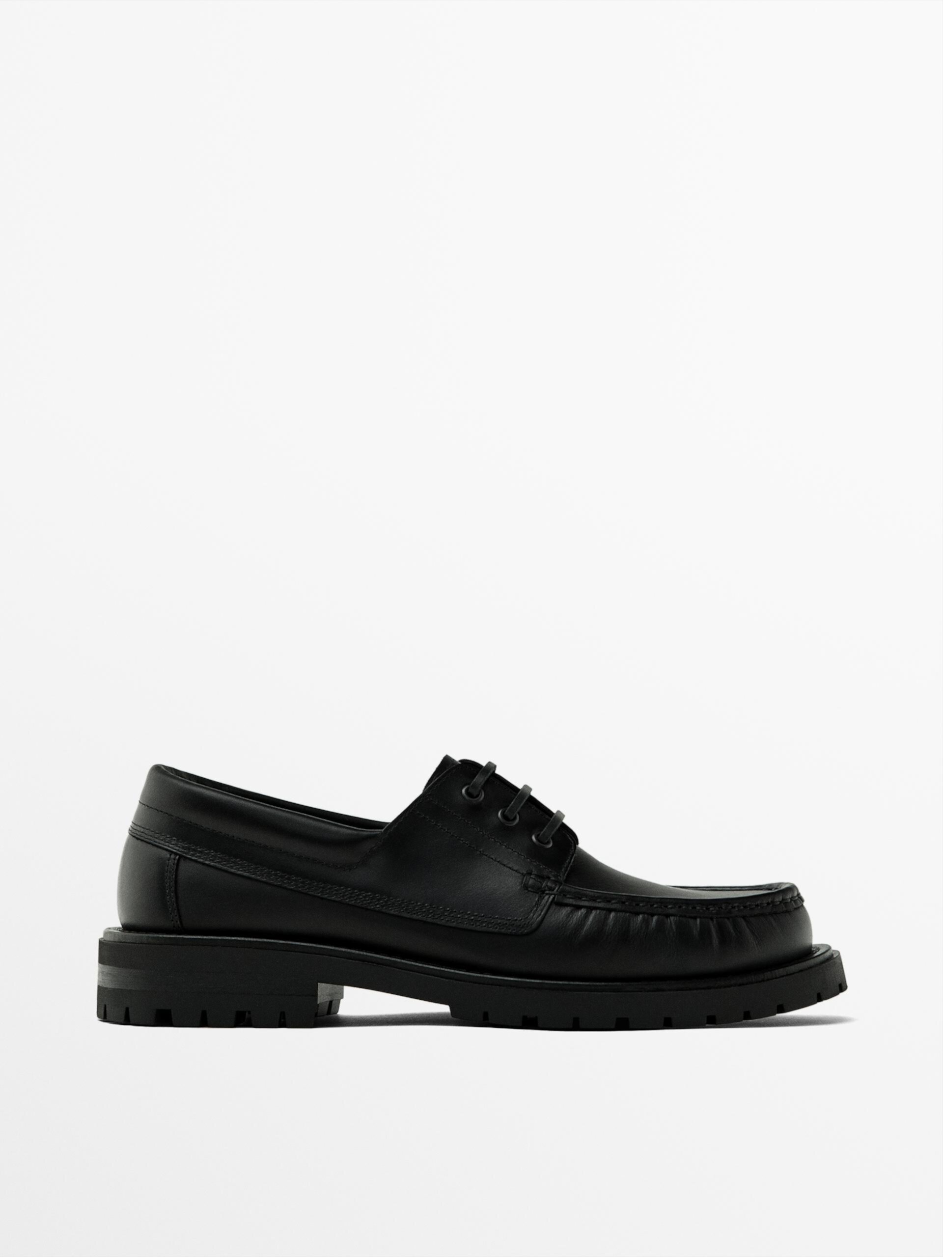 Черные туфли-лодочки из кожи наппа ZARA