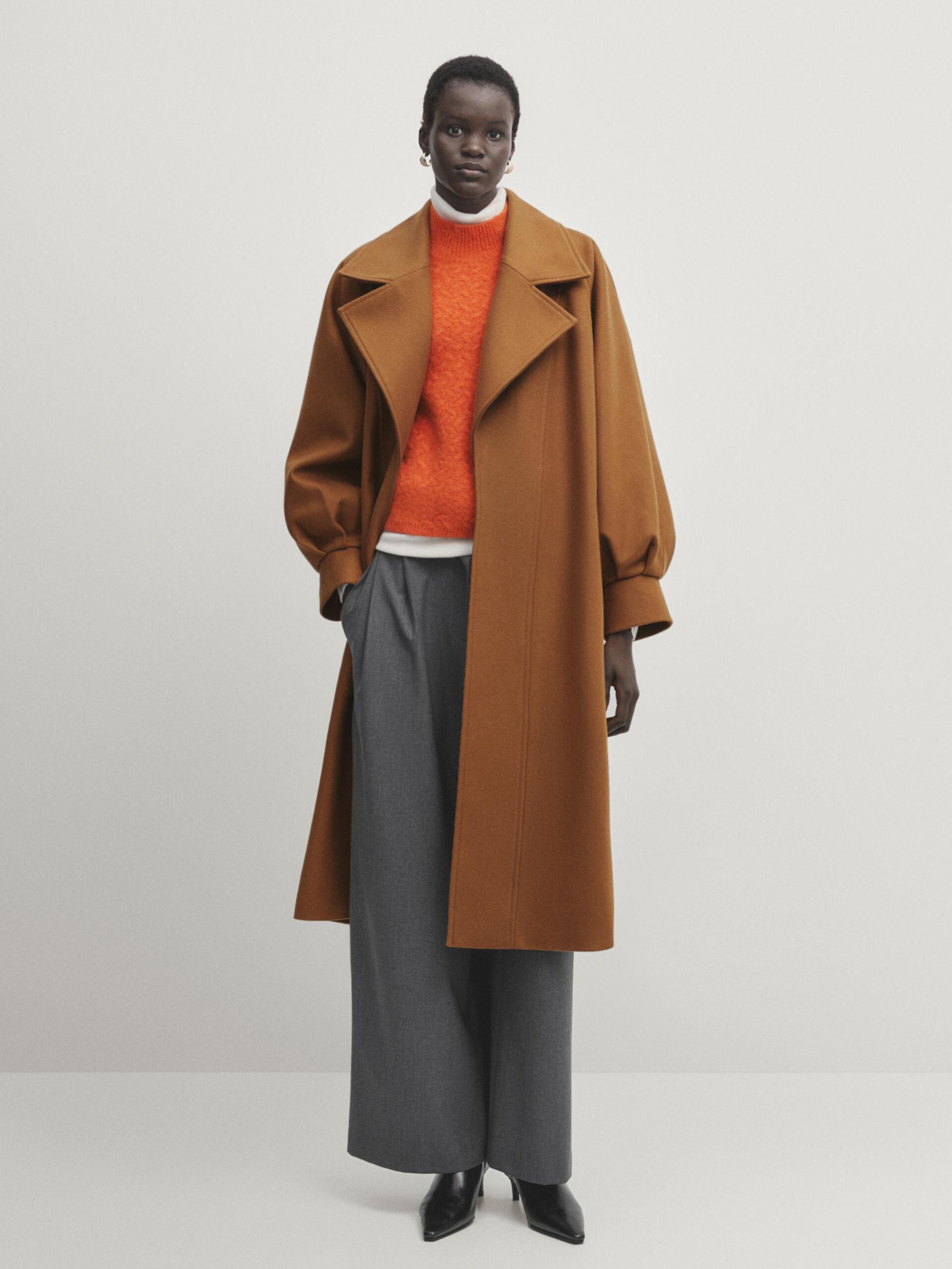 Belted coat with pleated detail and cuffs - Studio ZARA