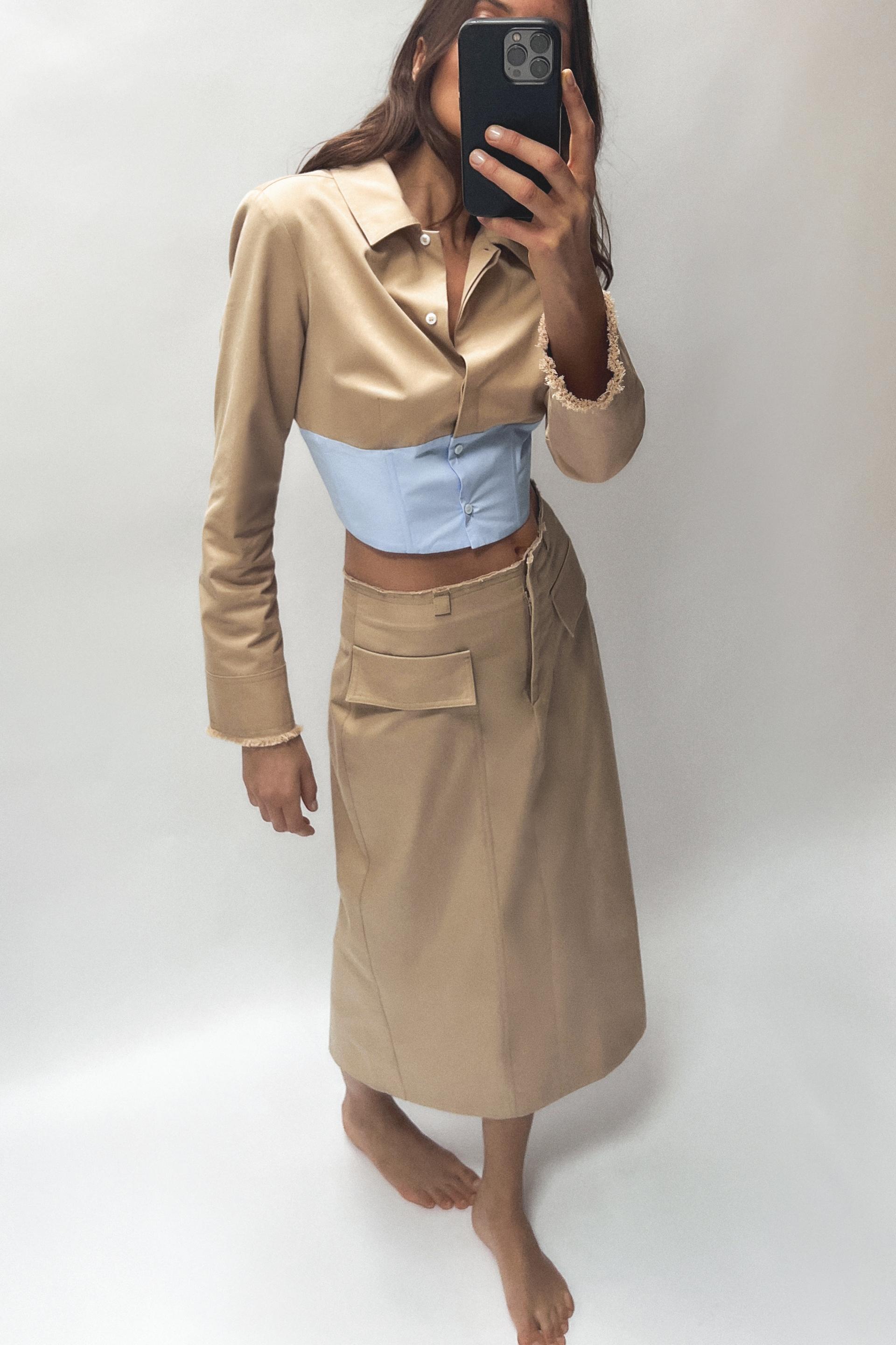Женская блузка с контрастной талией ZARA ZARA
