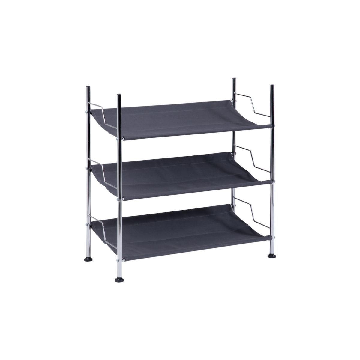 Honey-Can-Do 3-Tier Canvas and Chrome Shoe Rack Honey-Can-Do