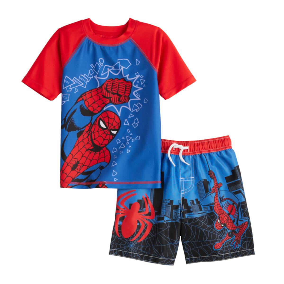 Детская пляжная одежда Marvel Человек-Паук Для мальчиков Rashguard & Trunks Swim Set Licensed Character