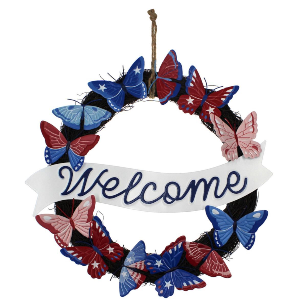 Americana Butterfly Welcome Wreath Celebrate Together