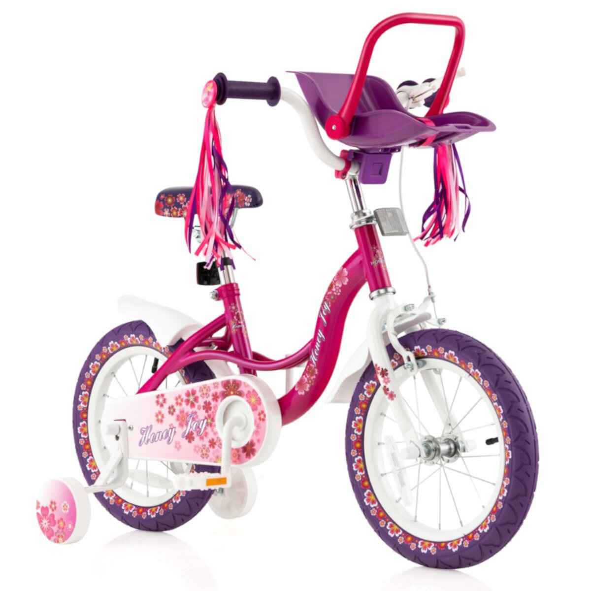 Kids Bike with Doll Seat and Removable Training Wheels Slickblue
