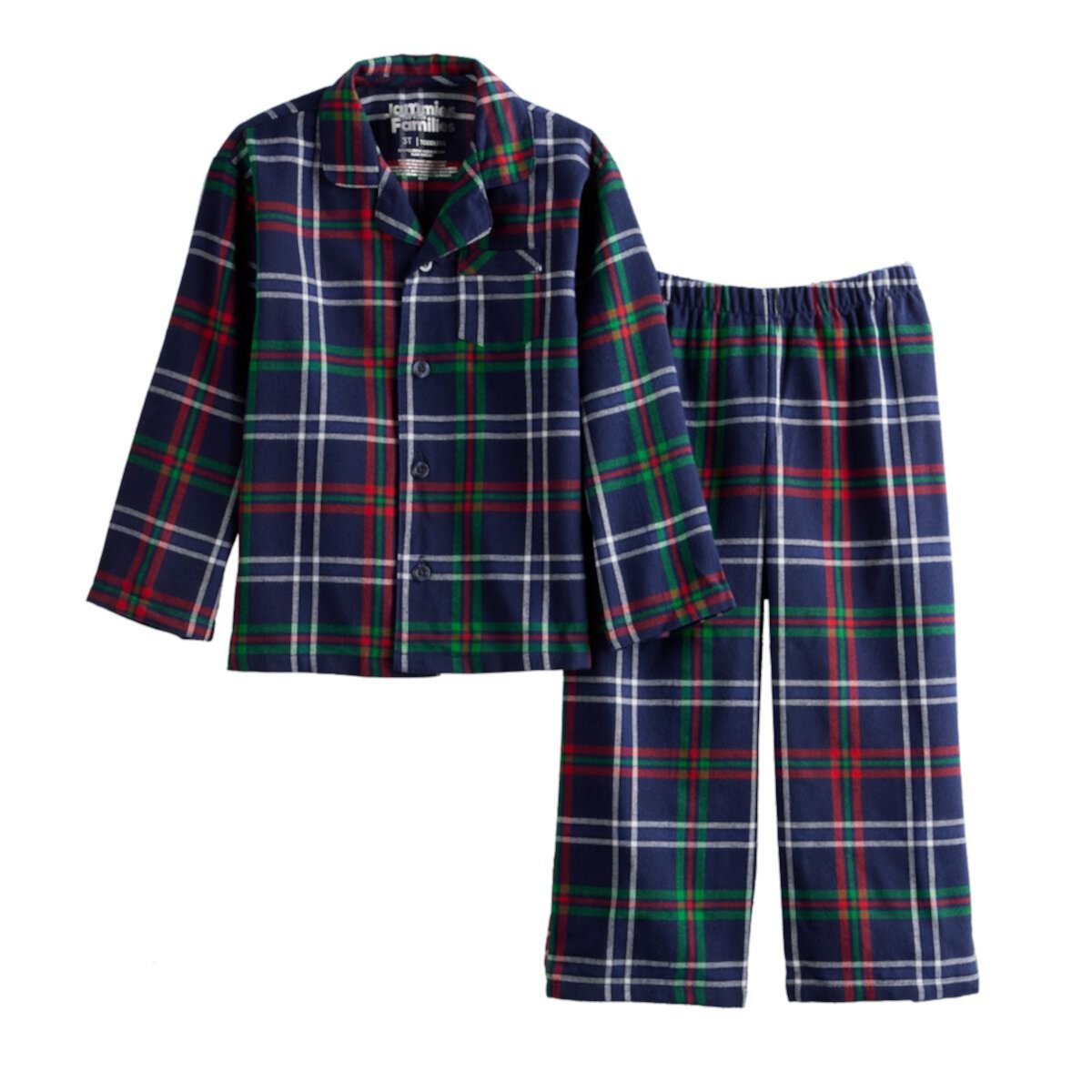 Пижамы Jammies For Your Families Для Мальчиков Christmas Morning Plaid Flannel Top & Bottoms Pajama Set Jammies For Your Families