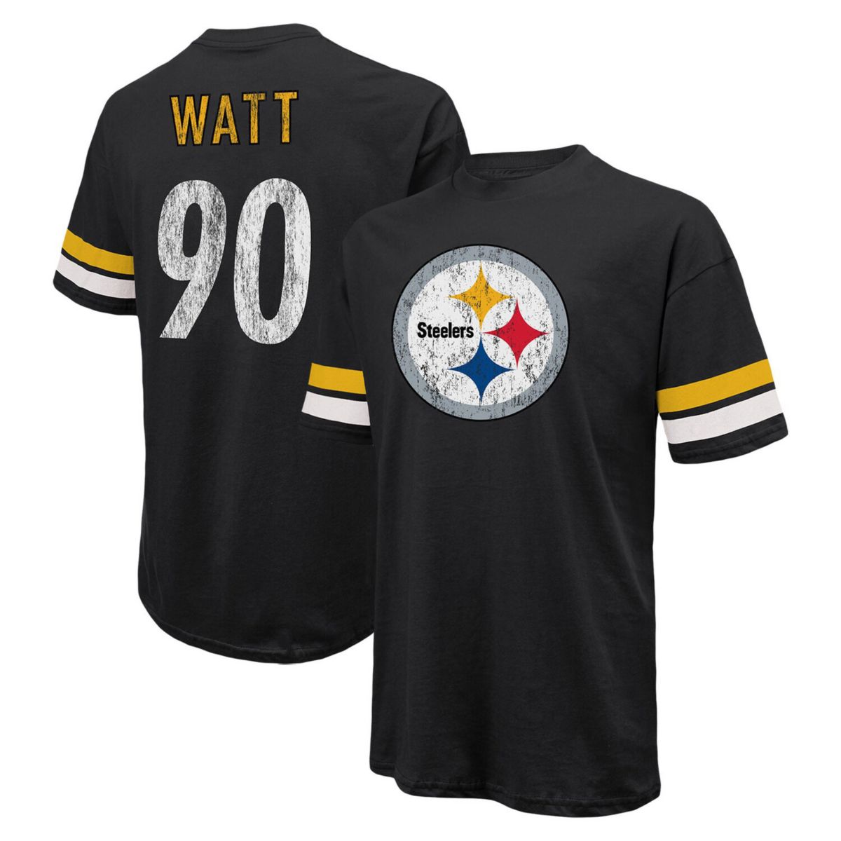 Мужские нитки Majestic T.J. Черная футболка большого размера Watt Pittsburgh Steelers с именем и номером Majestic