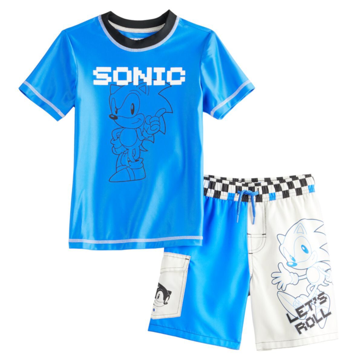 Детская пляжная одежда Licensed Character Для мальчиков Sonic the Hedgehog Rashguard & Trunks Swim Set Licensed Character