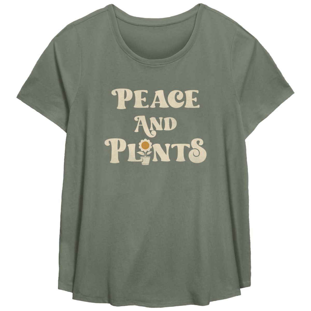 Плюс размер Fifth Sun «Peace and Plants» Винтажная футболка с овальным вырезом и графическим рисунком FIFTH SUN