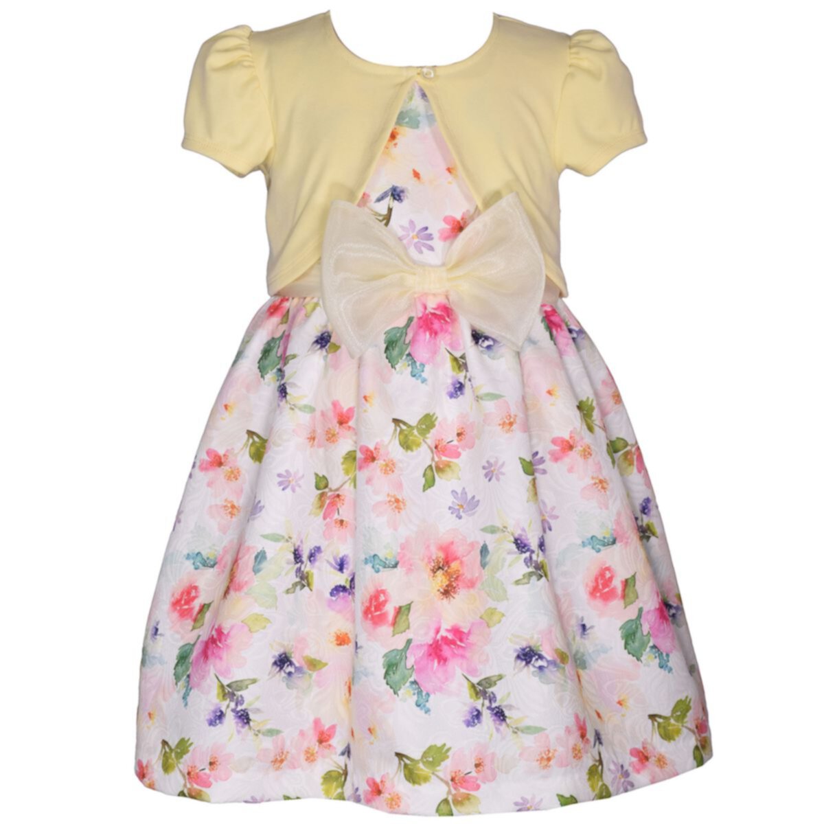 Джинсовый кардиган Bonnie и платье с цветочным принтом для малышей и малышей Bonnie Jean