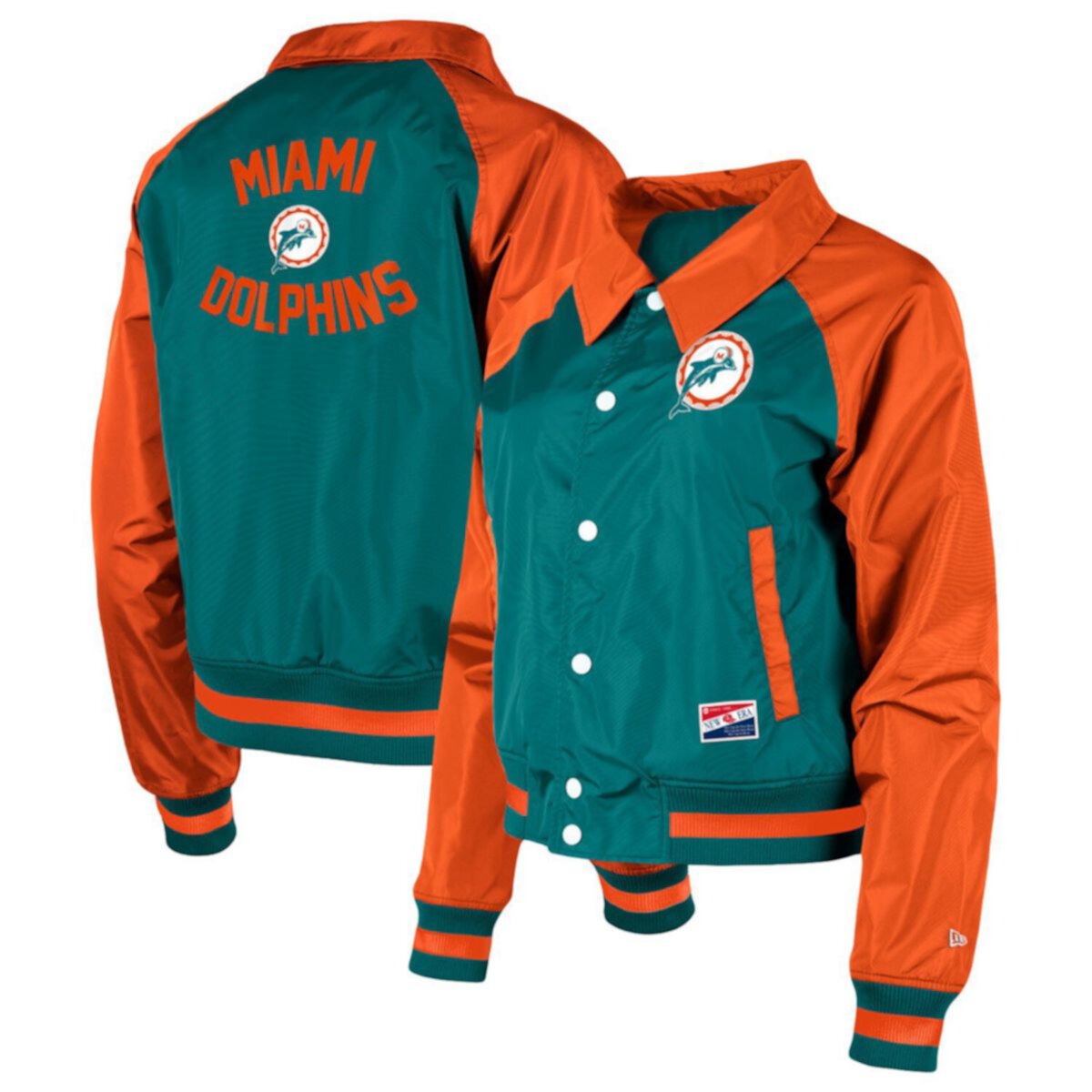 Женская Повседневная куртка New Era Aqua Miami Dolphins Coaches Raglan Full-Snap New Era